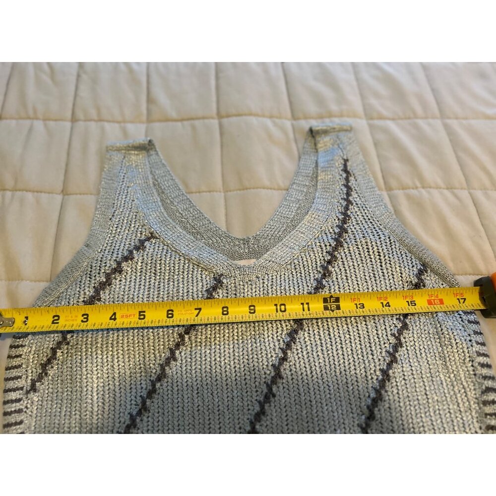NIC+ZOE Sleeveless Sweater Tank Top PS Petite Small Green Knit Metallic Striped - Picture 3 of 9